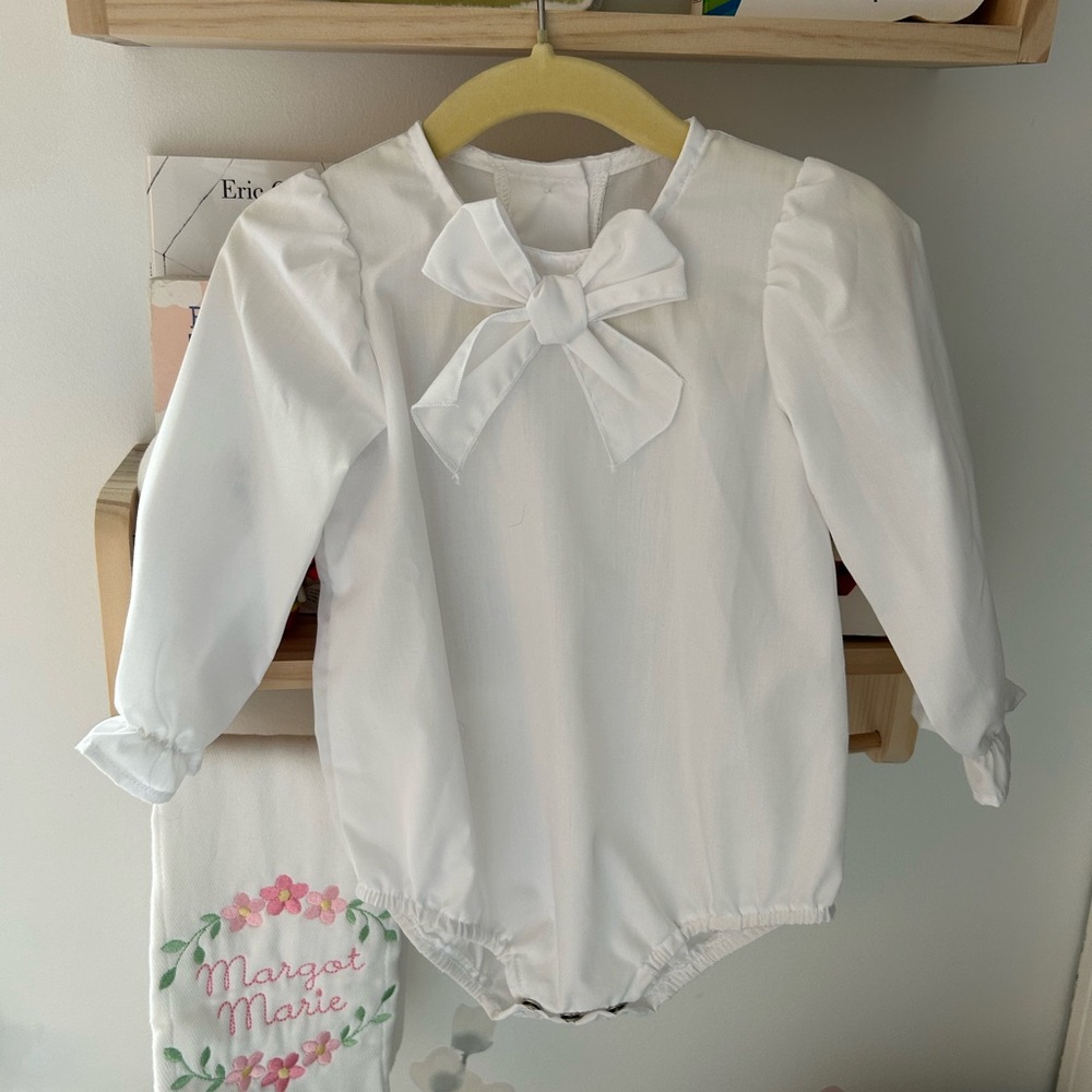 The Beaufort Bonnet Company White Bow Bodysuit